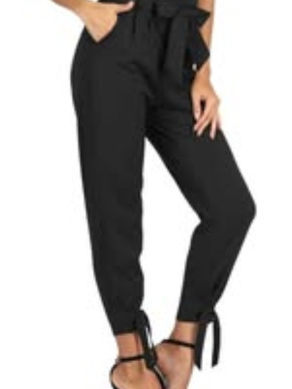 New with tags Grace. Karin black paper bag waist casual tapered trousers